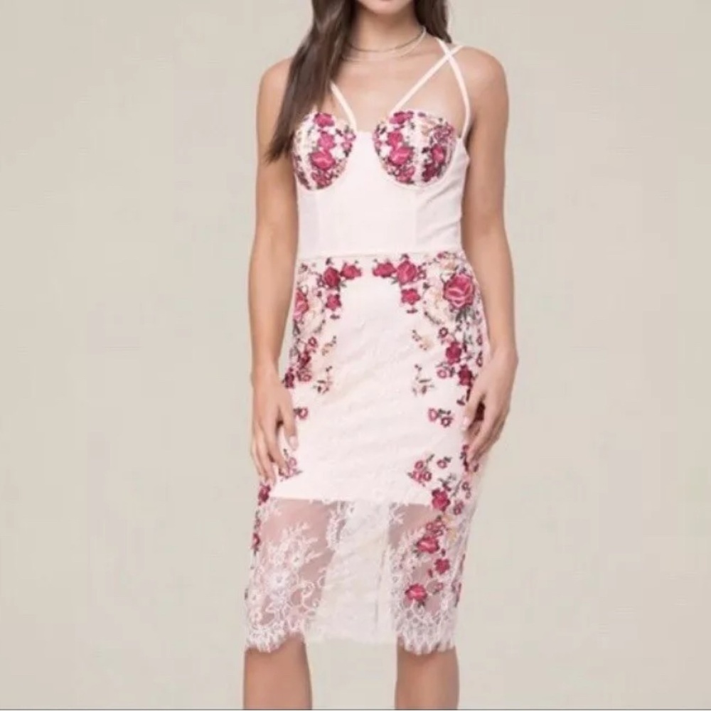 Bebe lace bustier embroidered dress